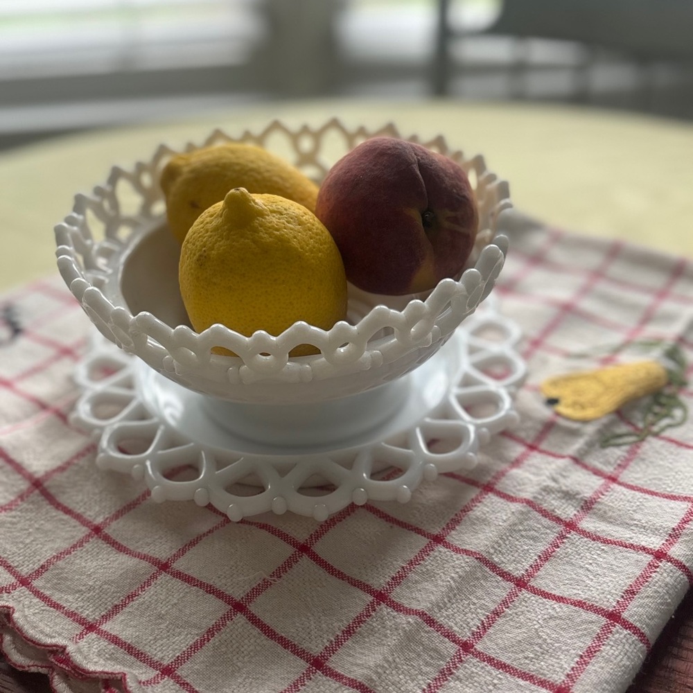 Vintage Milk Glass White Ceramic Fruit Bowl